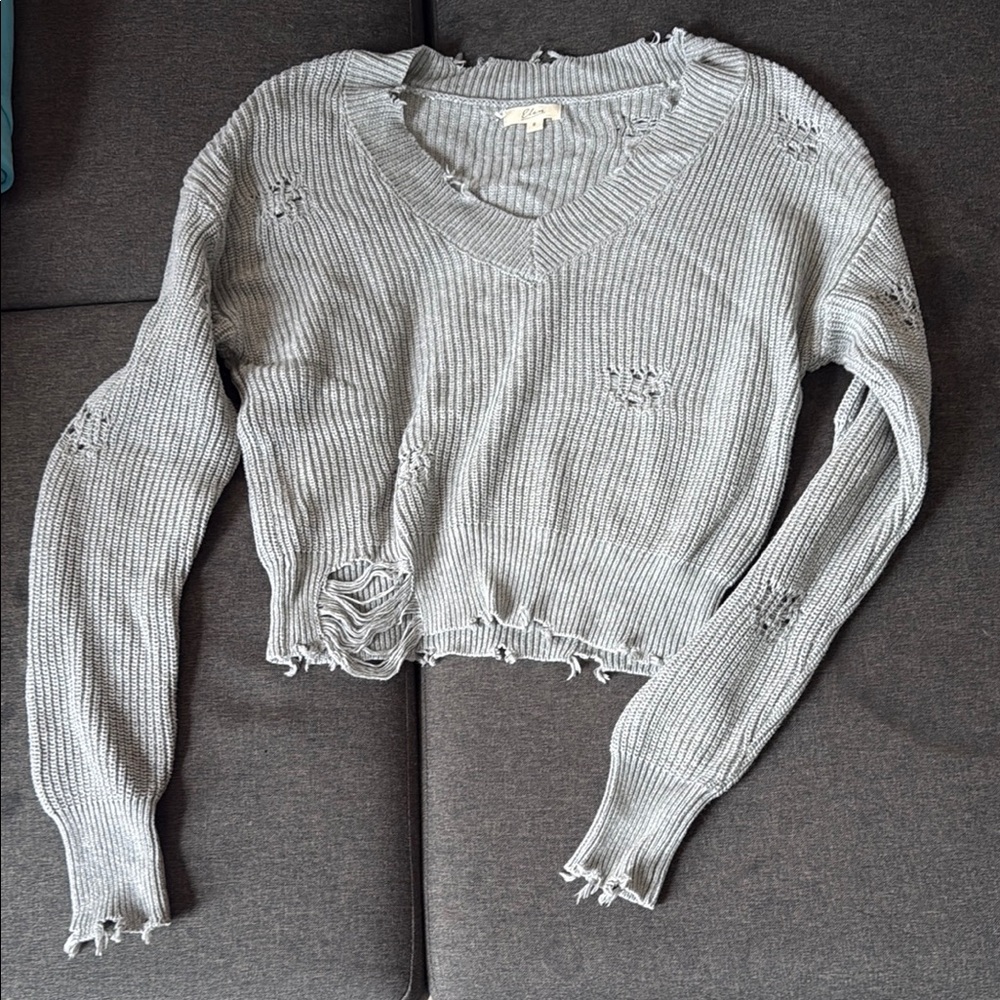 Elan Ribbed Gray Sweater